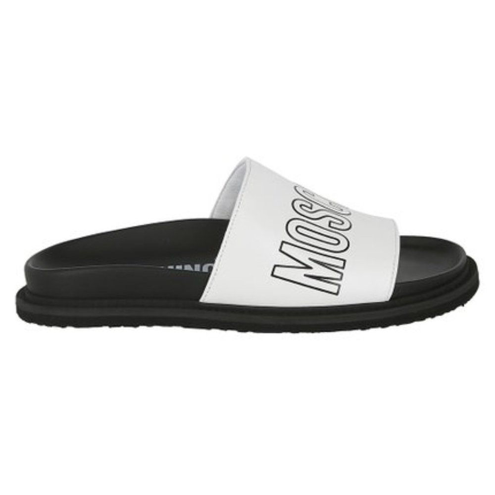 Moschino Leather White logo slides 37/7